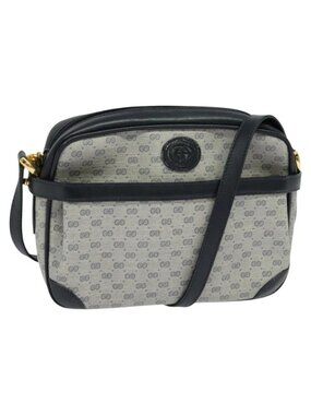 Authentic GUCCI Micro GG Supreme Shoulder Bag PVC Navy Gold 007 084 0092
